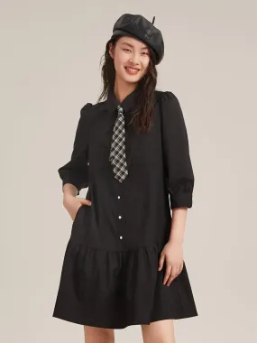 A-line Shirt Dress With Tie