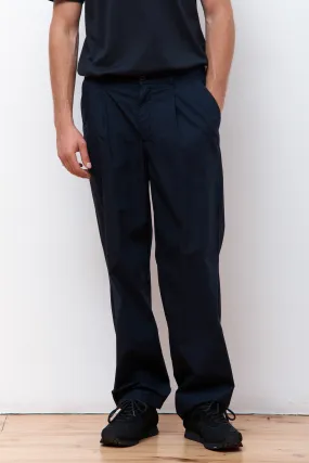 Mens Relaxed Fit Pleated Trousers - Dark Navy