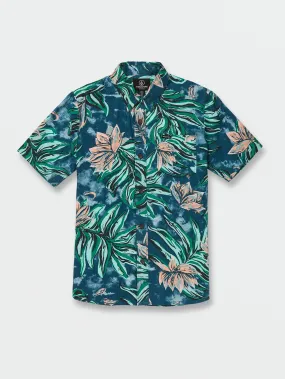 Big Boys Marble Floral Short Shirt Shirt - Aged Indigo