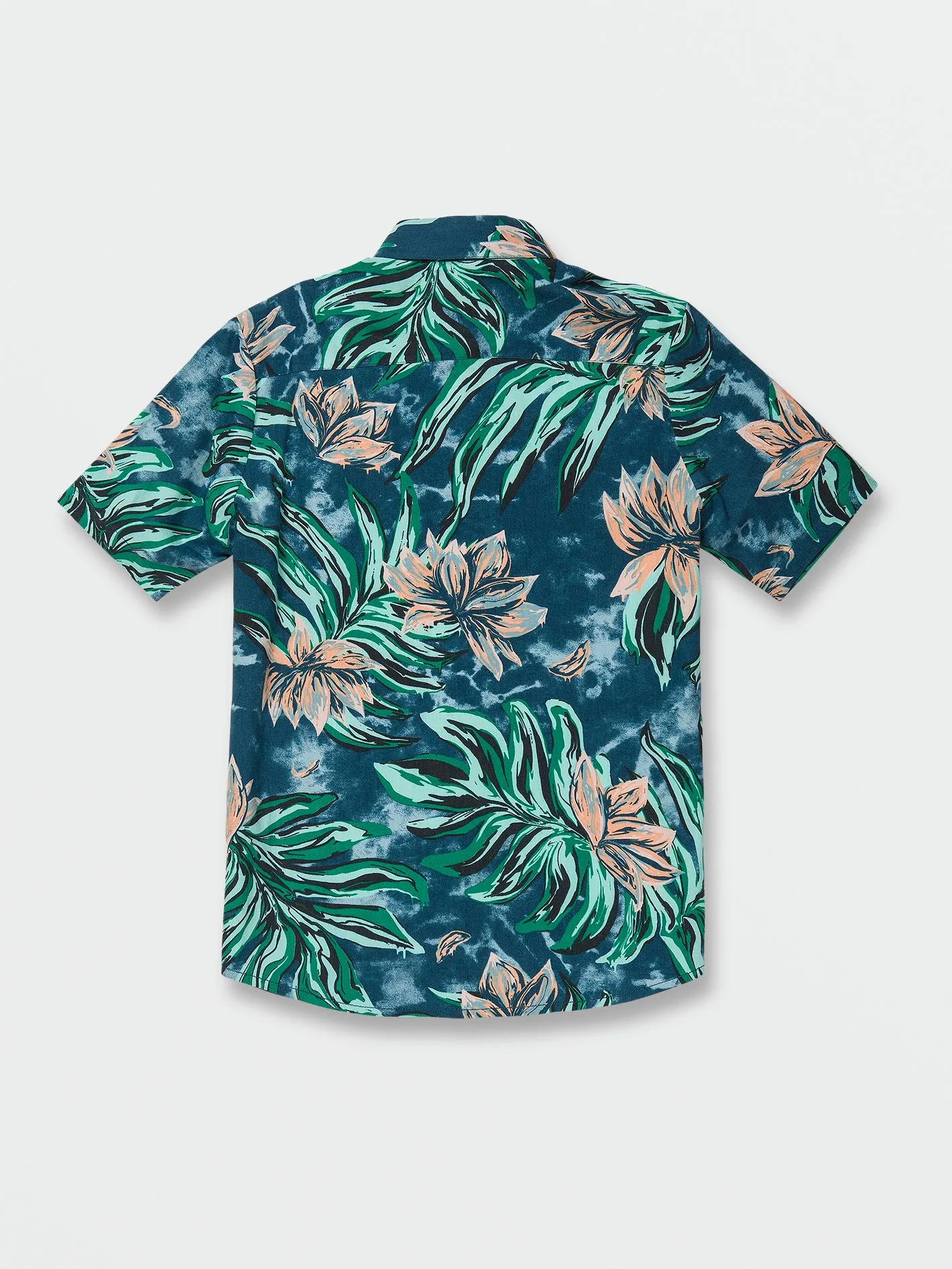 Big Boys Marble Floral Short Shirt Shirt - Aged Indigo