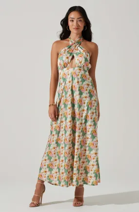 Giova Floral Halter Midi Dress