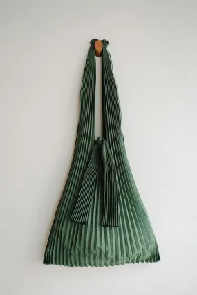 Large Pleated Tote Bag - Dark Green