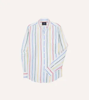 Primary Stripe Linen Spread Collar Shirt